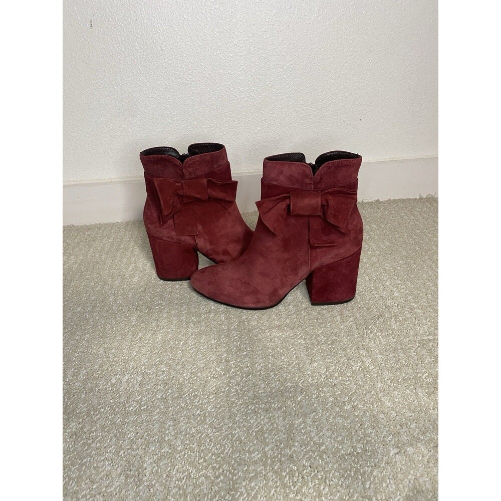 White Mountain Women's Wine Red Block Heel Booties Suedette Size 39 - Picture 7 of 13